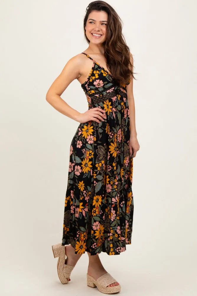 Black Floral Lace Inset Midi Dress sold by Pinkblush product image thumbnail 3