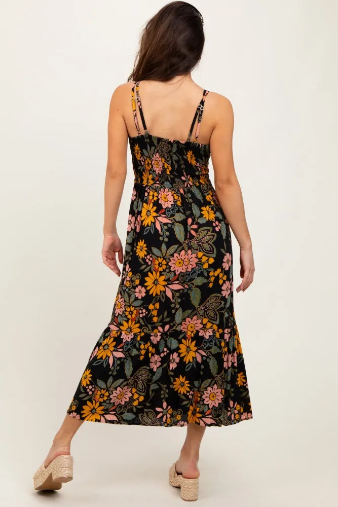 Black Floral Lace Inset Midi Dress sold by Pinkblush product image thumbnail 4