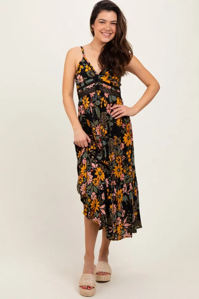 Black Floral Lace Inset Midi Dress sold by Pinkblush product image thumbnail 2