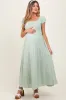Mint Square Neck Smocked Top Criss Cross Back Tie Maternity Maxi Dress sold by Pinkblush