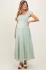Mint Square Neck Smocked Top Criss Cross Back Tie Maternity Maxi Dress sold by Pinkblush