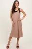 Taupe Knit V-Neck Cami Maternity Midi Dress sold by Pinkblush