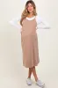 Taupe Knit V-Neck Cami Maternity Midi Dress sold by Pinkblush