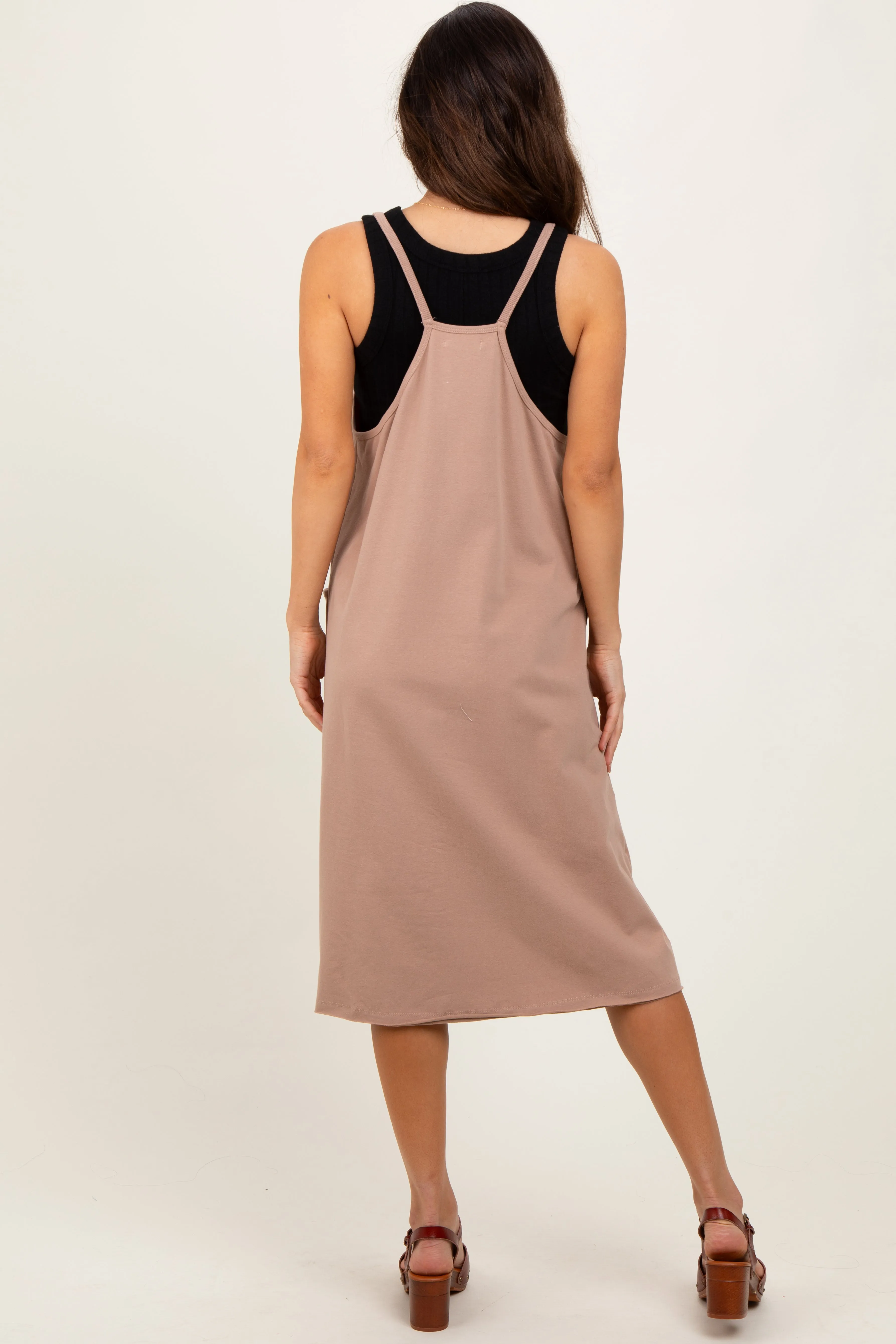 Taupe Knit V-Neck Cami Midi Dress sold by Pinkblush product image thumbnail 4