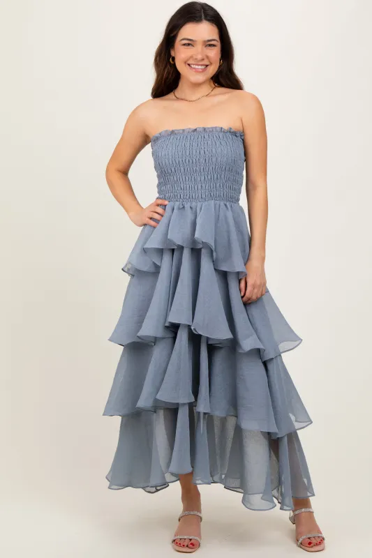 Blue Layered Maxi Dress sold by Pinkblush