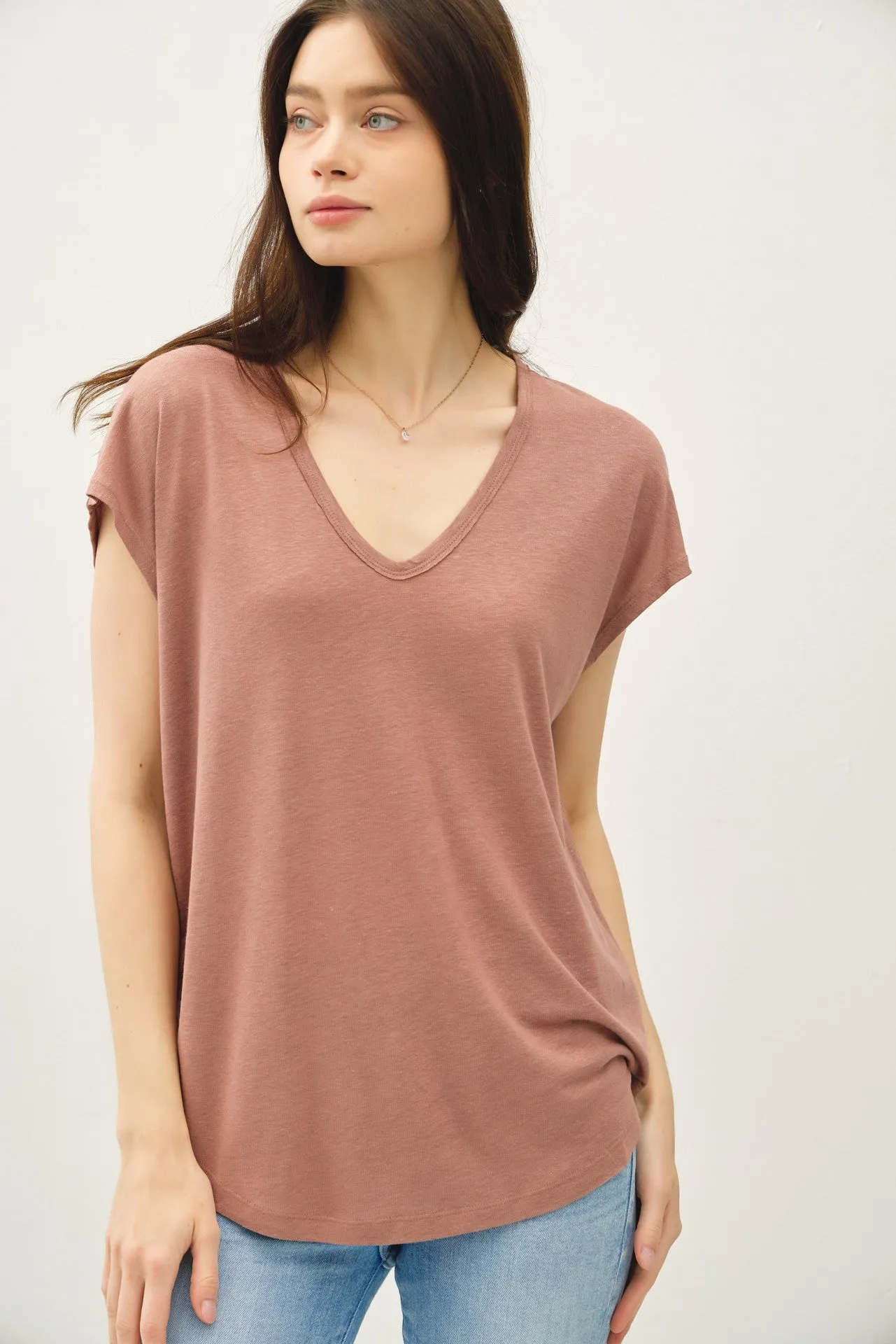 Brown V-Neck Top sold by Pinkblush