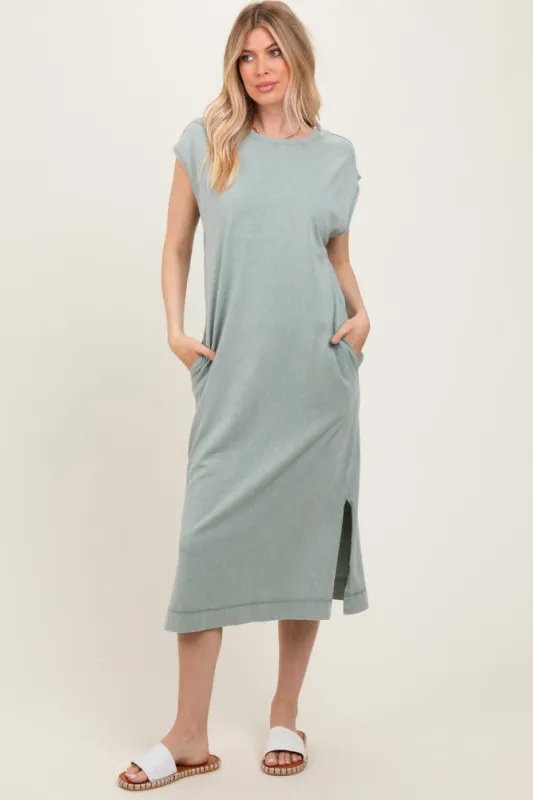 Sage Casual Sleeveless Pocketed Midi Dress sold by Pinkblush
