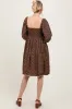 Mocha Floral Pleated Bodice Lace Trim Midi Dress sold by Pinkblush
