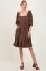 Mocha Floral Pleated Bodice Lace Trim Midi Dress sold by Pinkblush