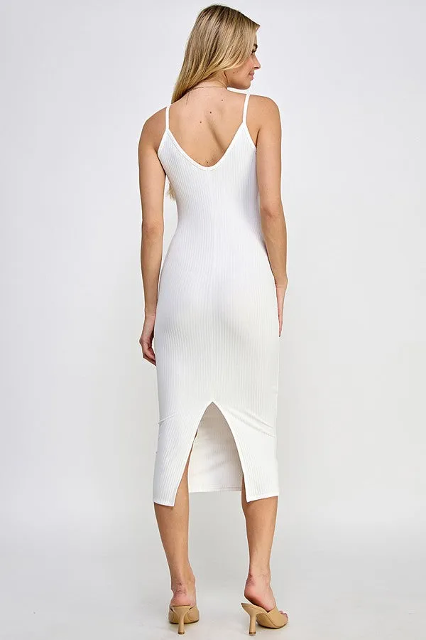 White Ribbed Cami Midi Dress sold by Pinkblush product image thumbnail 2