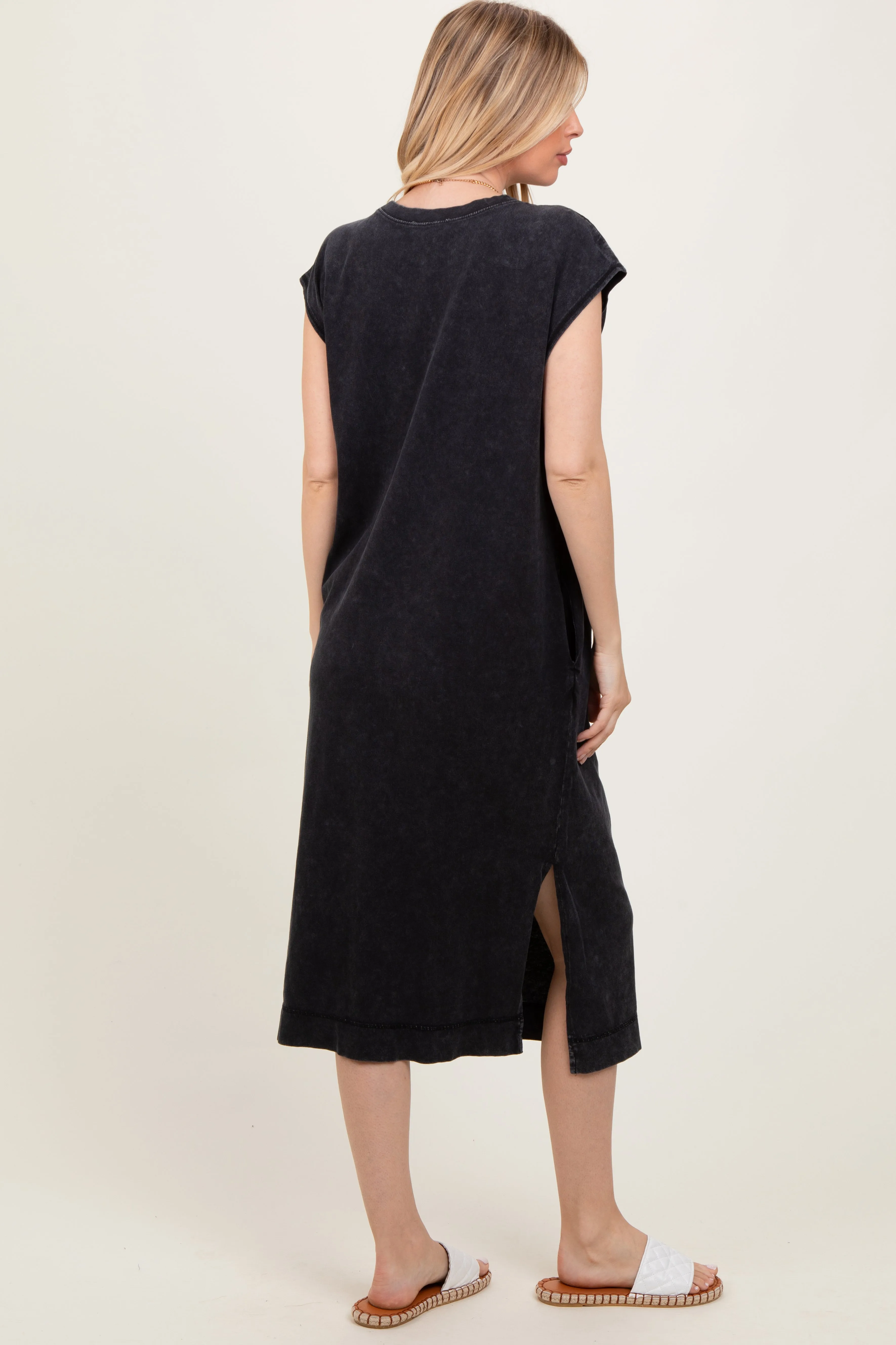 Black Casual Sleeveless Pocketed Midi Dress sold by Pinkblush product image thumbnail 4