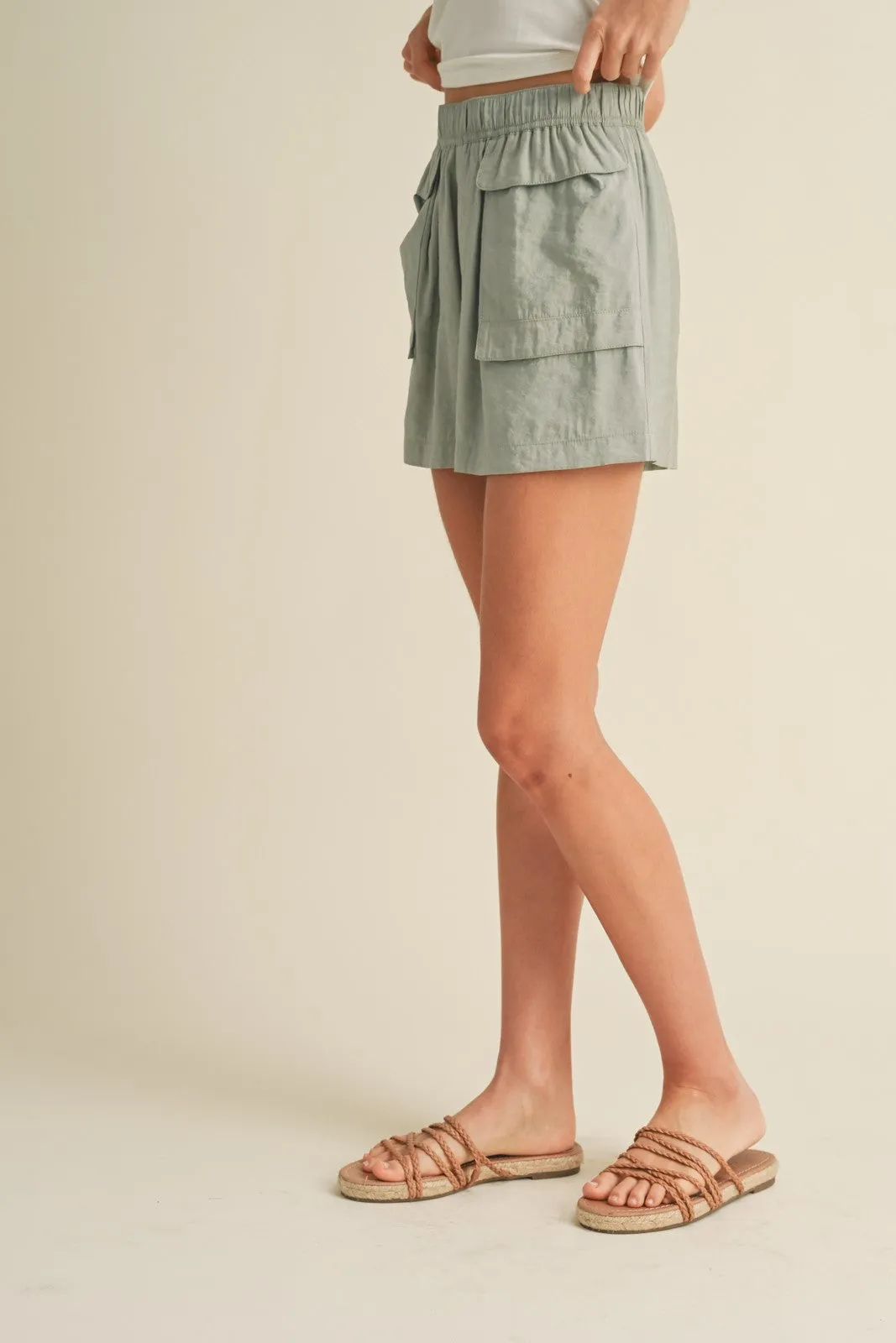 Mint Woven Shorts With Oversized Pockets sold by Pinkblush product image thumbnail 3