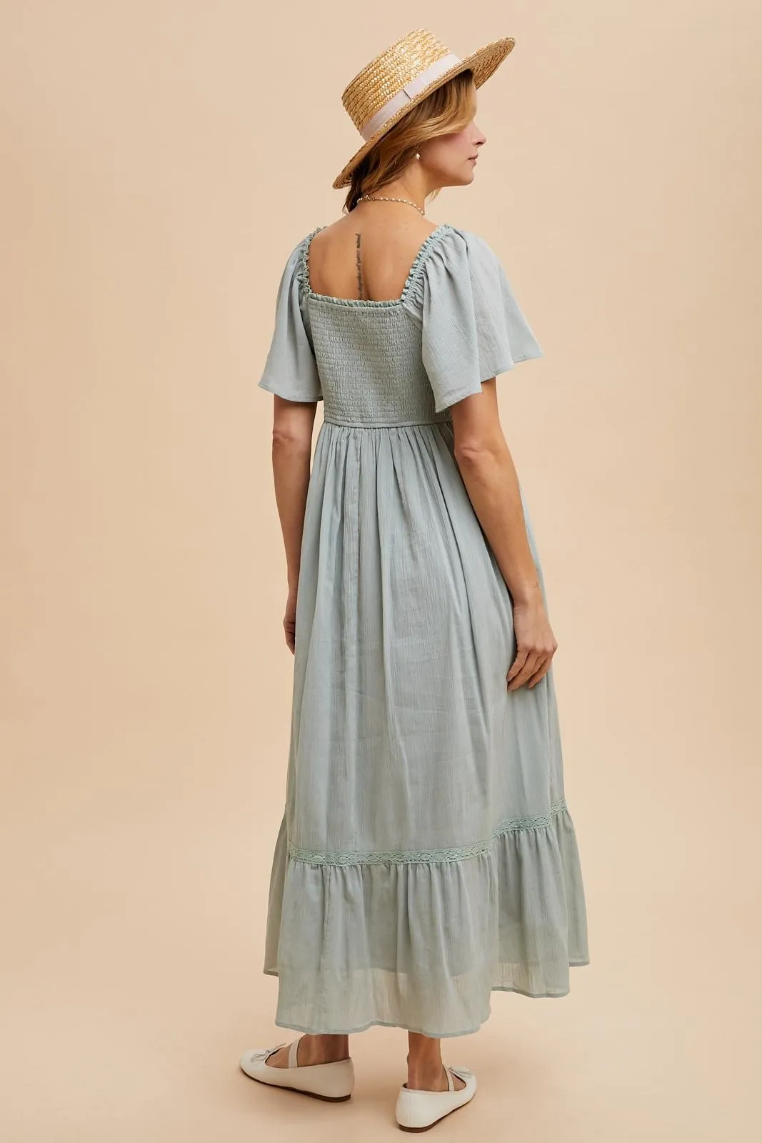 Sage Lace Square Neck Maternity Maxi Dress sold by Pinkblush product image thumbnail 4