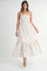 Ivory Floral Print Ruffle Hem Maxi Dress sold by Pinkblush