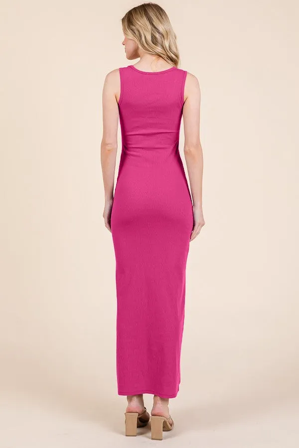 Fuchsia Ribbed Basic Maxi Dress sold by Pinkblush product image thumbnail 2