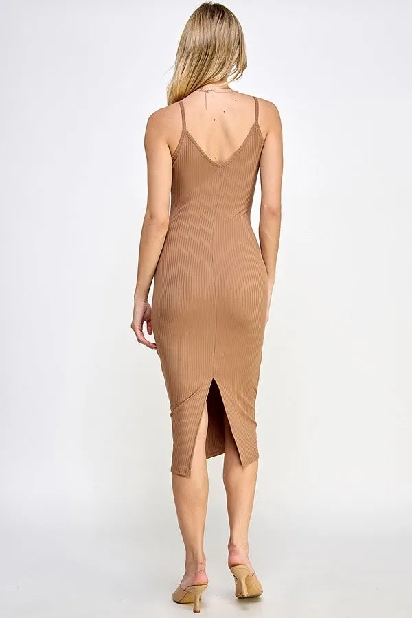 Taupe Ribbed Cami Midi Dress sold by Pinkblush product image thumbnail 2