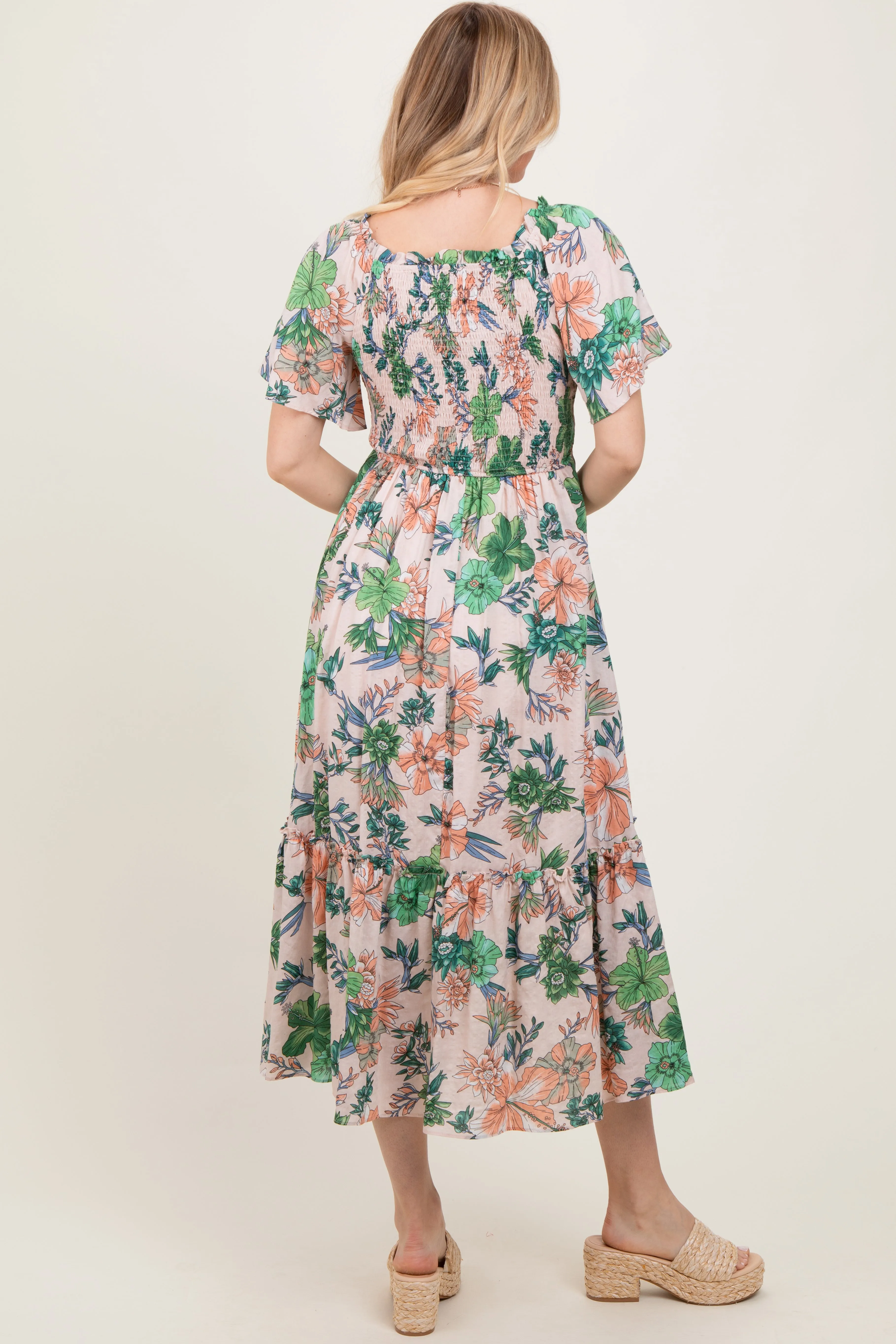 Light Pink Floral Print Woven Midi Dress sold by Pinkblush product image thumbnail 4