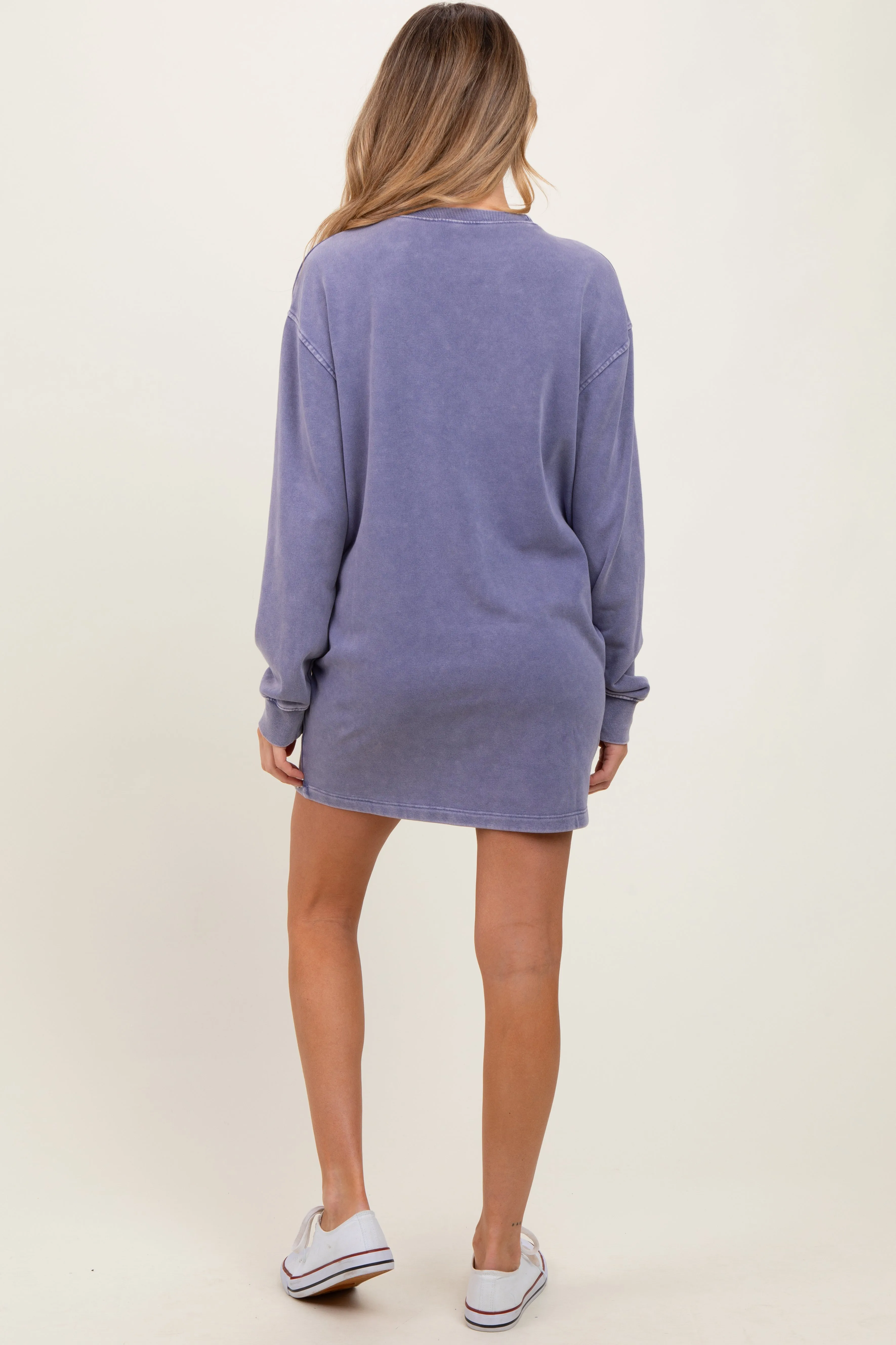 Light Blue Long Sleeve Oversized Sweatshirt Maternity Mini Dress sold by Pinkblush product image thumbnail 4