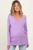 Lilac Front Seam V-Neck Side Slit Maternity Sweater sold by Pinkblush
