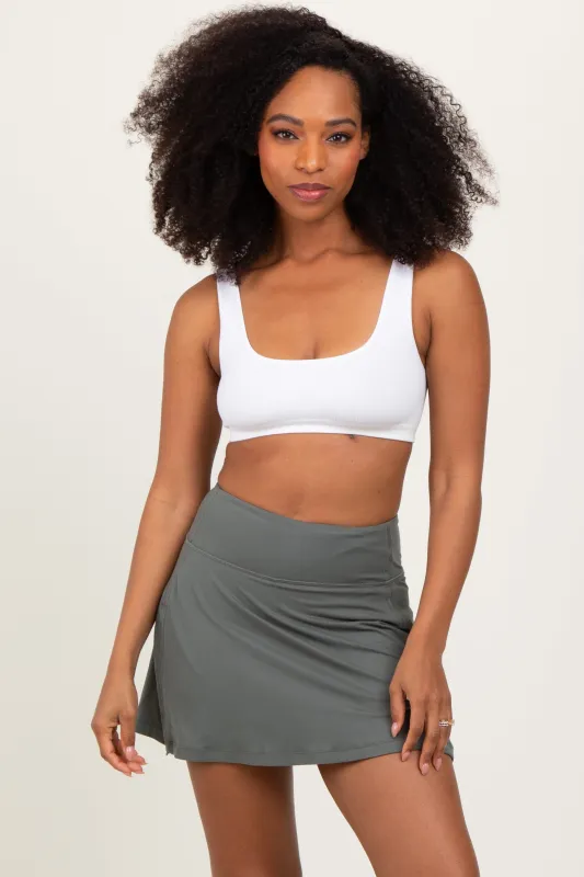 Olive Back Pleat Skort sold by Pinkblush