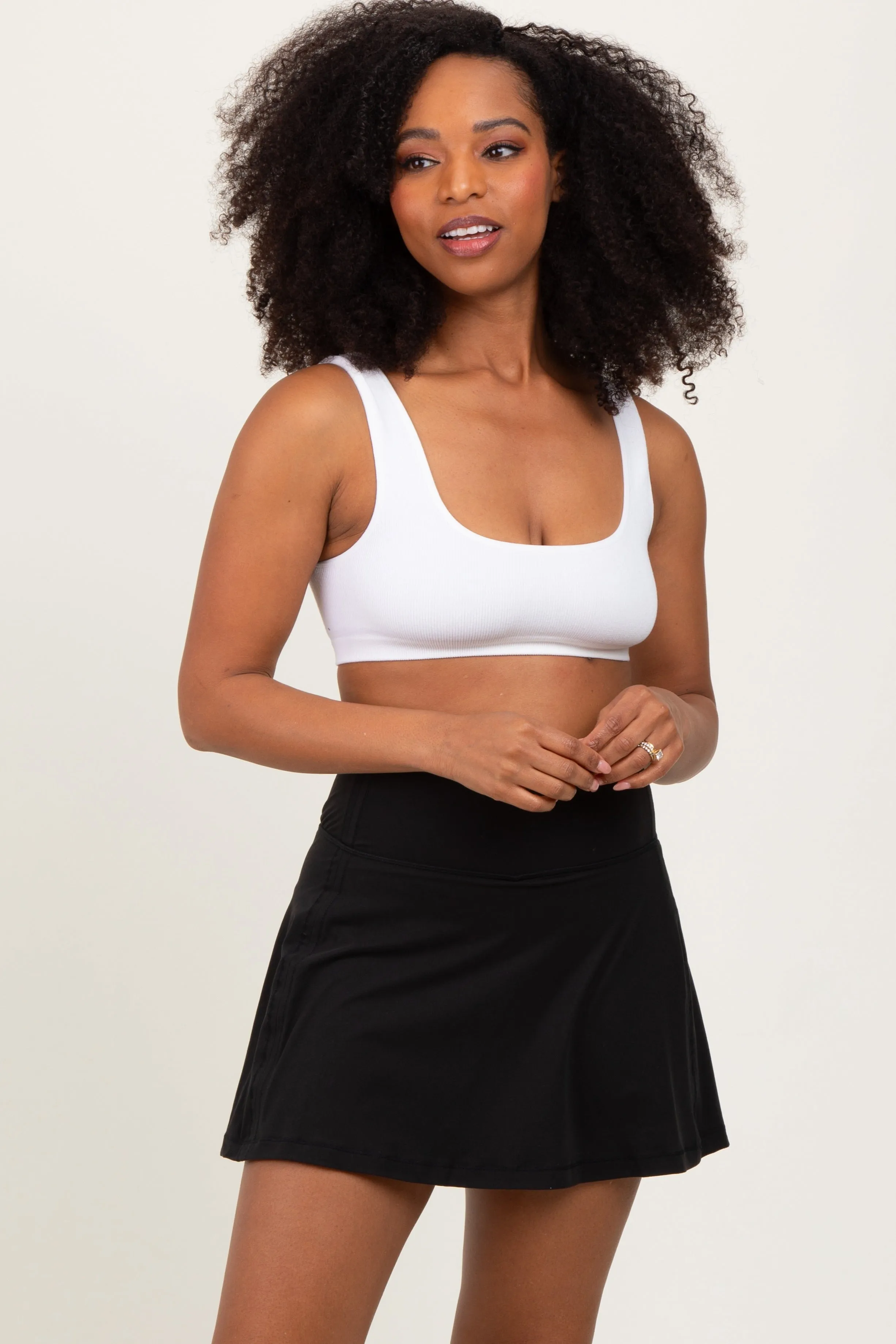 Black Back Pleat Skort sold by Pinkblush