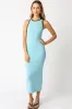 Light Blue Knit Contrast Trim Midi Dress sold by Pinkblush
