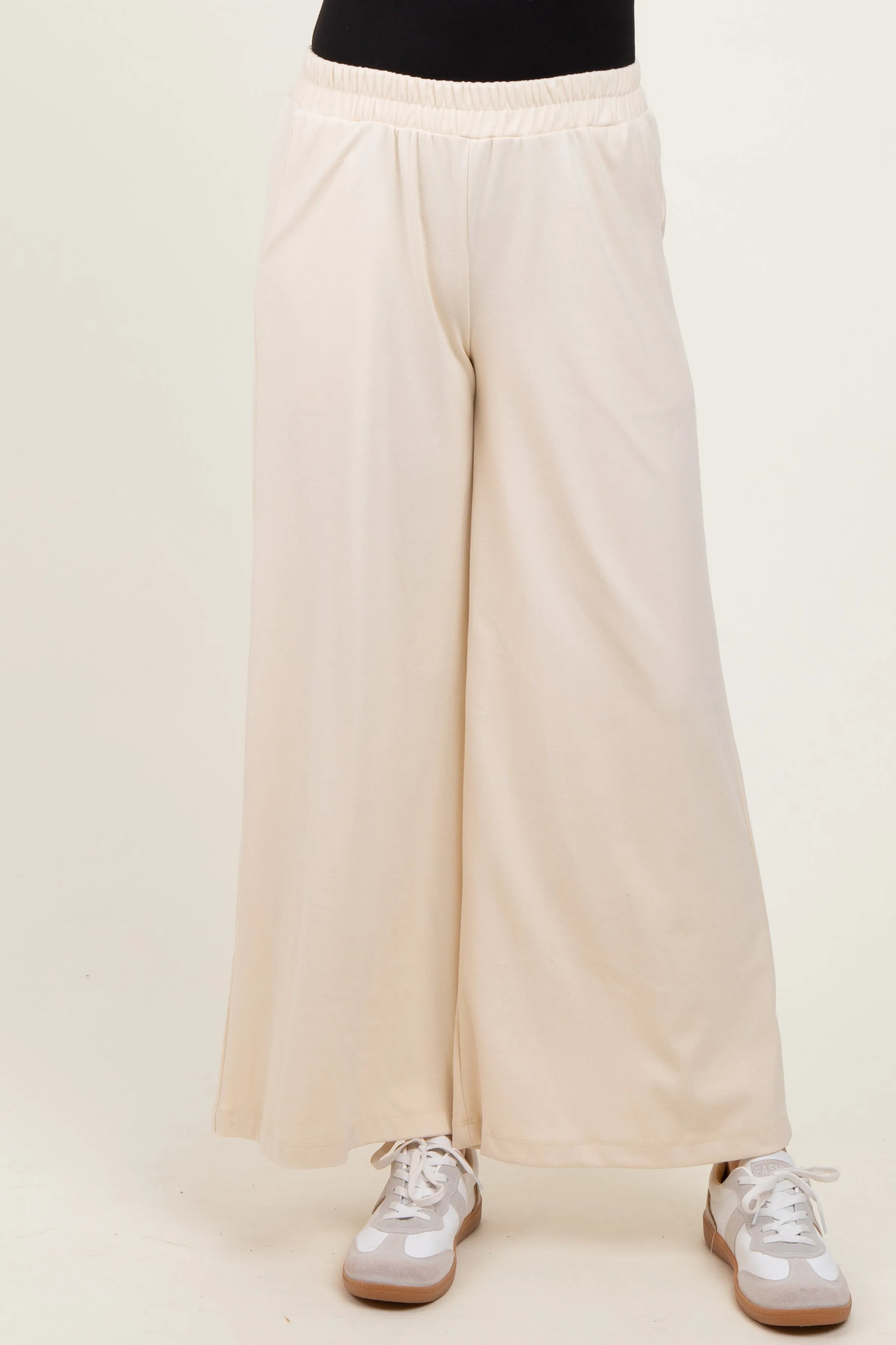 Cream Brushed Knit Wide Leg Pants sold by Pinkblush product image thumbnail 3