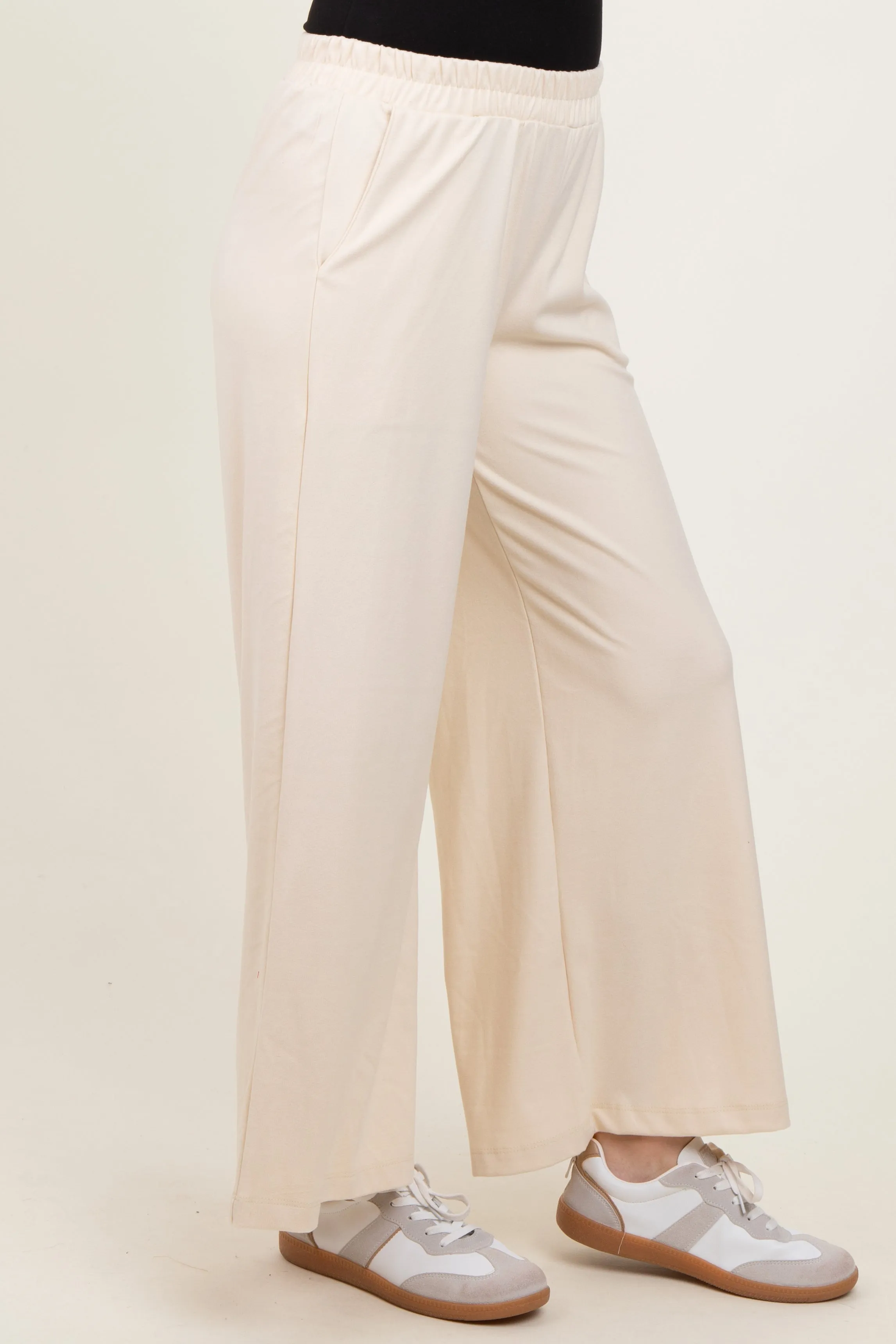 Cream Brushed Knit Wide Leg Pants sold by Pinkblush product image thumbnail 4