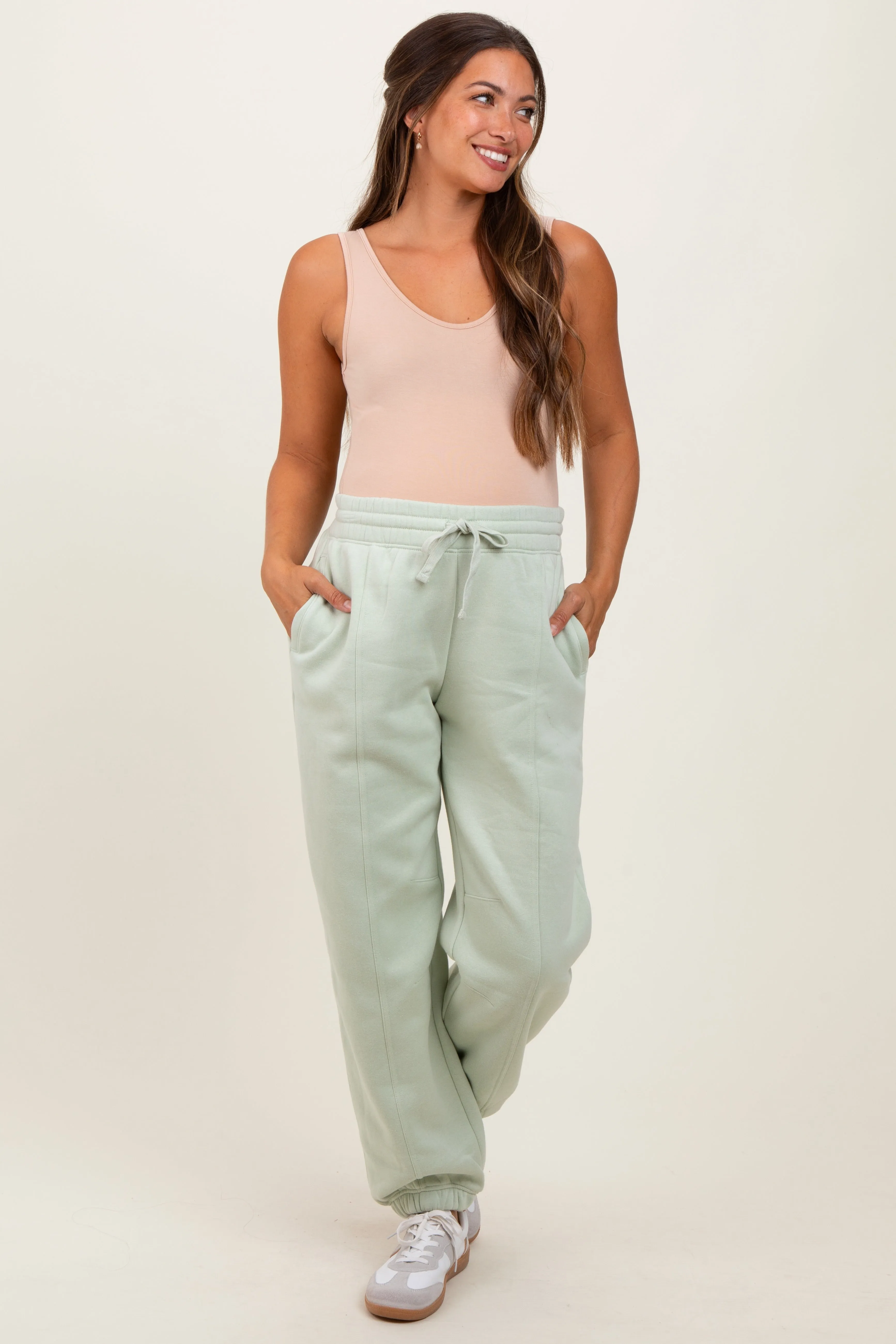 Mint Drawstring Relaxed Fit Maternity Sweatpants sold by Pinkblush product image thumbnail 2