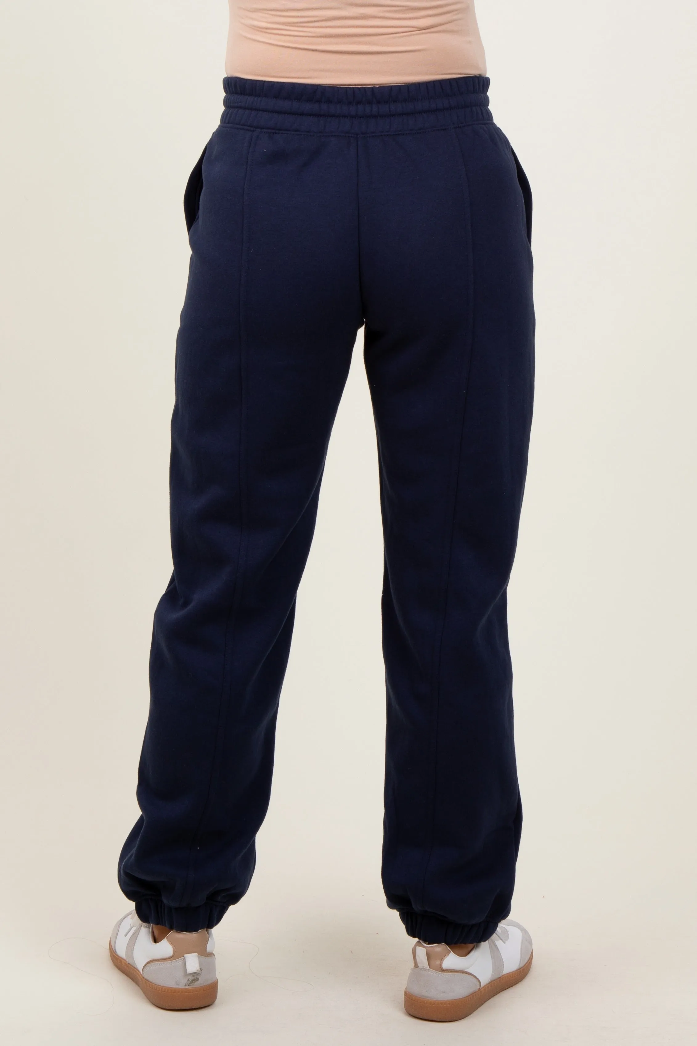Navy Drawstring Relaxed Fit Maternity Sweatpants sold by Pinkblush product image thumbnail 4