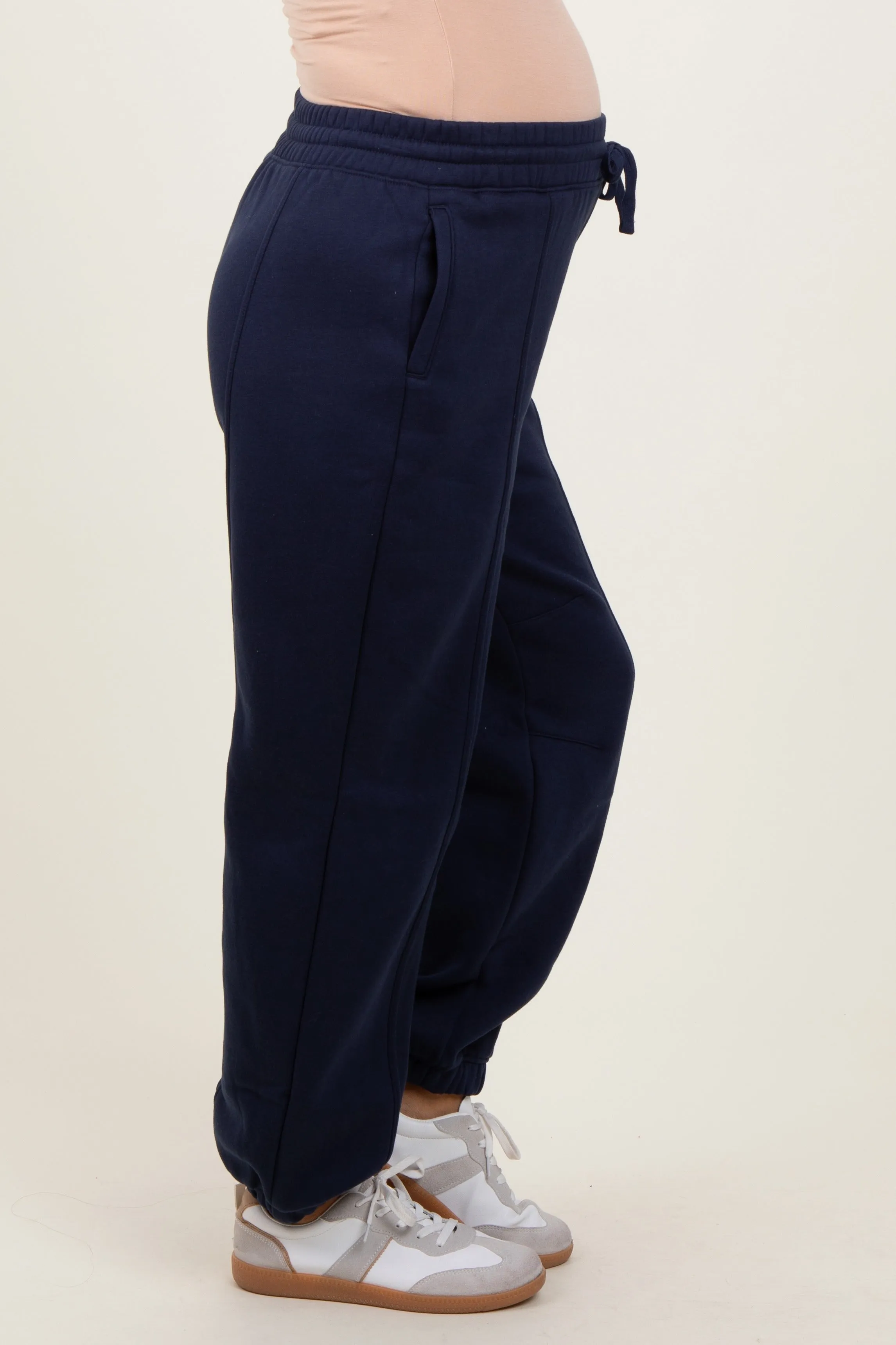 Navy Drawstring Relaxed Fit Maternity Sweatpants sold by Pinkblush product image thumbnail 3