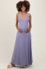Lavender Solid Open Back Sleeveless Maternity Maxi Dress sold by Pinkblush