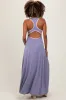 Lavender Solid Open Back Sleeveless Maternity Maxi Dress sold by Pinkblush