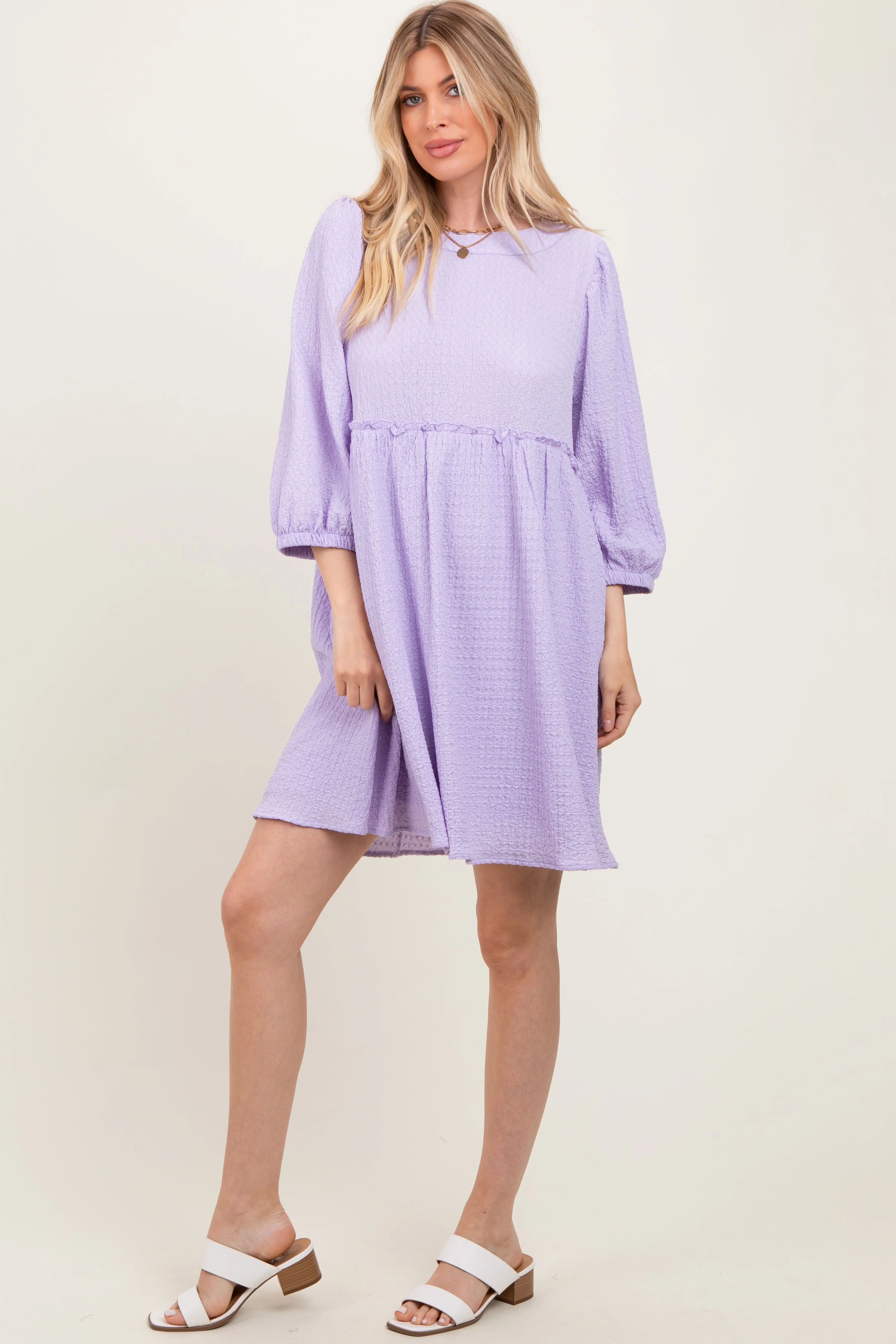 Lavender Knit Ruffle Trim Dress sold by Pinkblush product image thumbnail 2