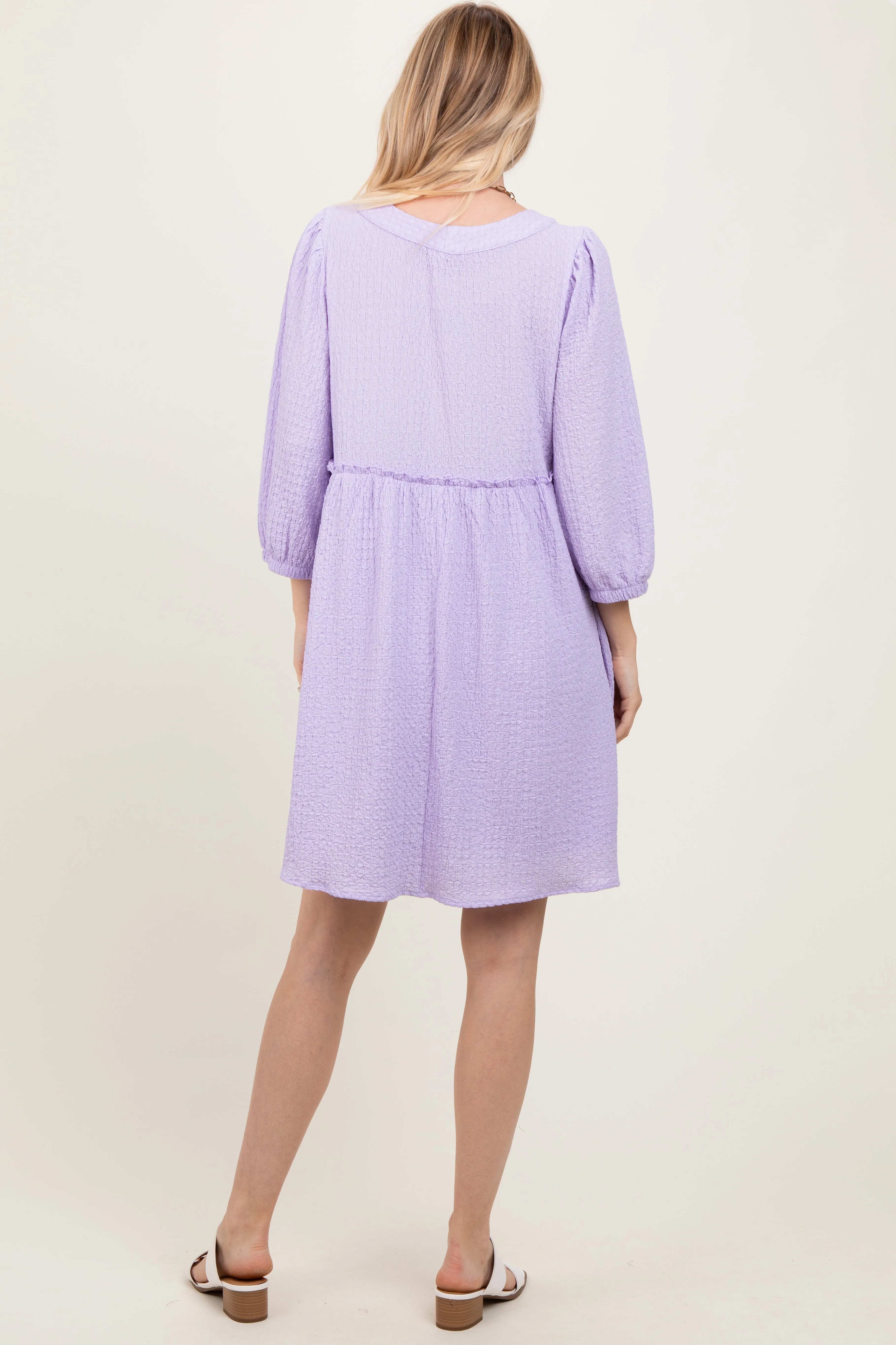 Lavender Knit Ruffle Trim Dress sold by Pinkblush product image thumbnail 3
