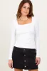 White Square Neck Long Sleeve Maternity Top sold by Pinkblush
