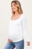 White Square Neck Long Sleeve Maternity Top sold by Pinkblush