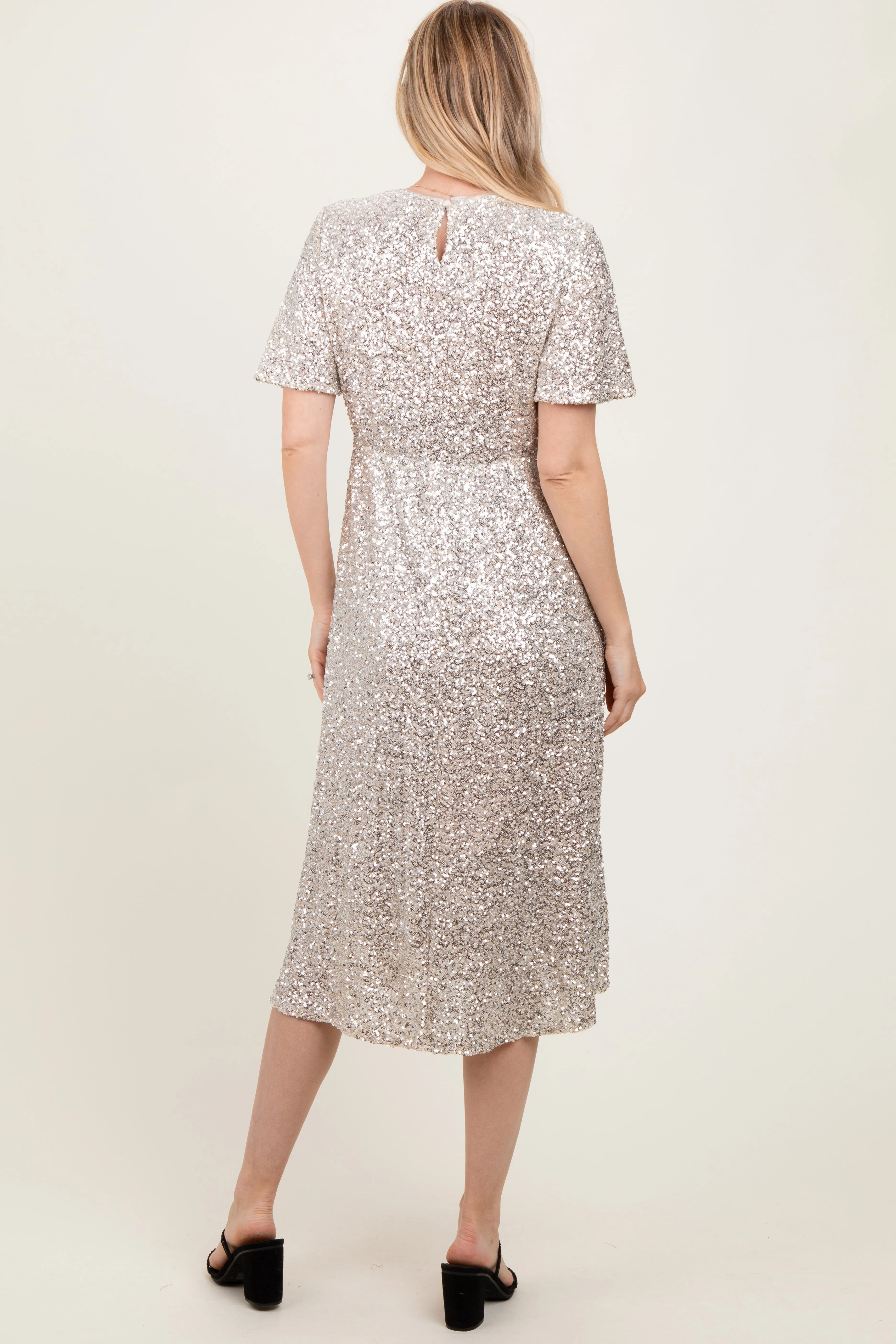 Gold Sequin Short Sleeve Midi Dress sold by Pinkblush product image thumbnail 4