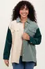Light Olive Corduroy Colorblock Oversized Shirt Jacket sold by Pinkblush