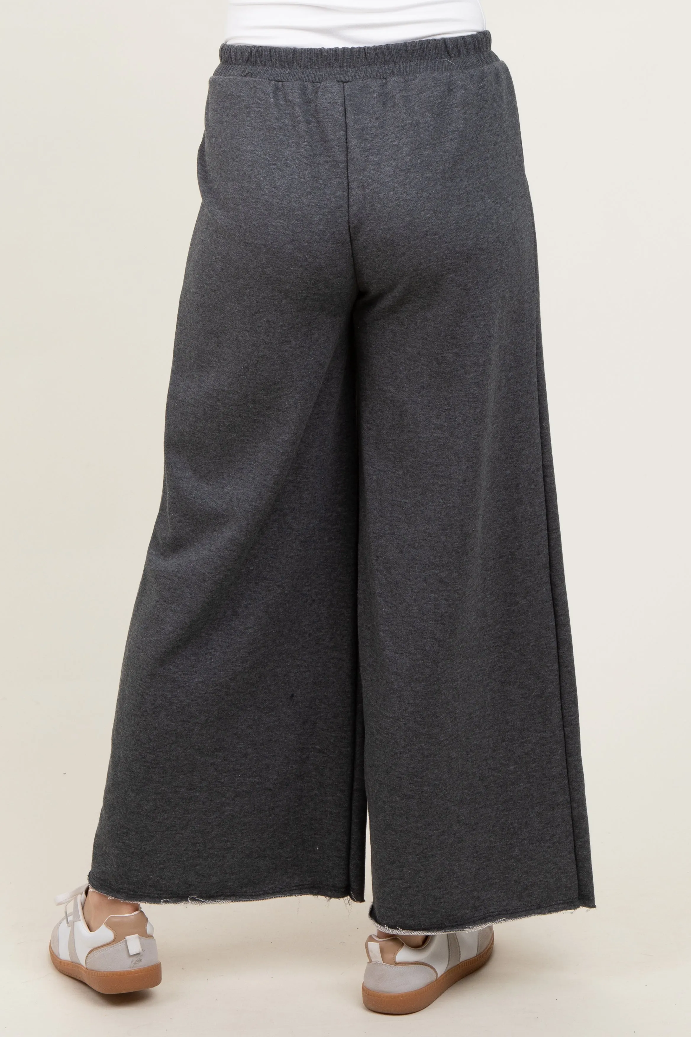 Charcoal French Terry Raw Edge Wide Leg Pants sold by Pinkblush product image thumbnail 5