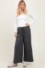 Charcoal French Terry Raw Edge Wide Leg Pants sold by Pinkblush