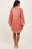 Rust Mixed Floral Tie Front Ruffle Accent Maternity Dress sold by Pinkblush