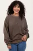 Brown Fleece Drop Shoulder Maternity Sweatshirt sold by Pinkblush