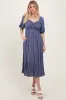 Blue Smocked Cinched Front Maxi Dress sold by Pinkblush