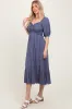 Blue Smocked Cinched Front Maxi Dress sold by Pinkblush