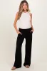 Black Basic Wide Leg Pocketed Maternity Pants sold by Pinkblush