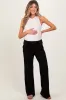 Black Basic Wide Leg Pocketed Maternity Pants sold by Pinkblush