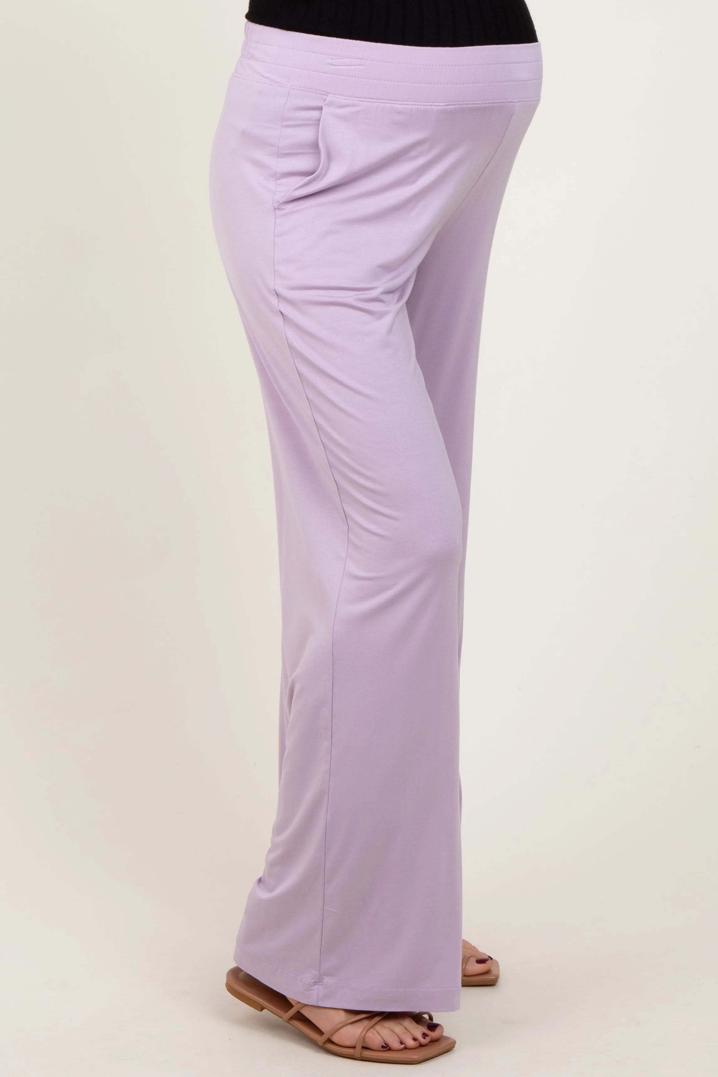 Lavender Basic Wide Leg Pocketed Maternity Pants sold by Pinkblush product image thumbnail 3