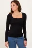Black Square Neck Long Sleeve Maternity Top sold by Pinkblush