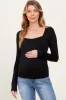 Black Square Neck Long Sleeve Maternity Top sold by Pinkblush